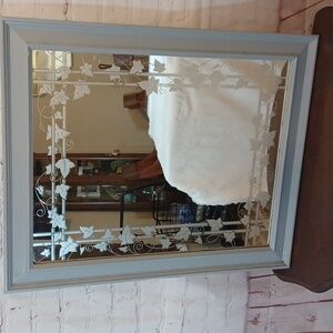 Rectangle Etched Cottagecore VTG Leaf Framed Artsy Mirror